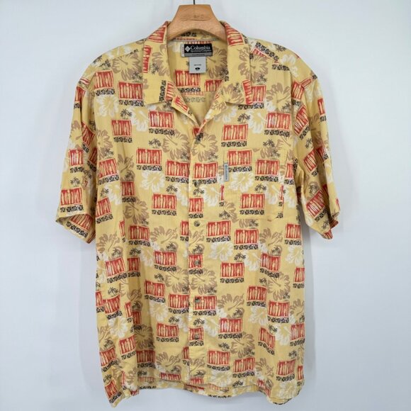 Columbia Men's Hawaiian Button-Up Shirt surfboards yellow size large cotton - Picture 6 of 9